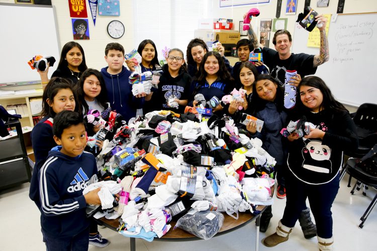 PeaceJam students at Cowherd Middle School were part of a successful Sock-tober. 