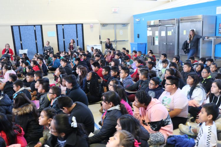 Students from Hermes, Bardwell, and Dieterich gathered to hear author Remy Lai