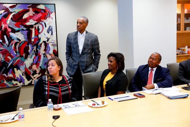 Dr. Jennifer Norrell, Jim Reynolds Jr., chairman and chief executive officer at Loop Capital, Chief Financial Officer Dr. Ann C. Williams, and Clarence Bourne, managing director of Loop Capital.