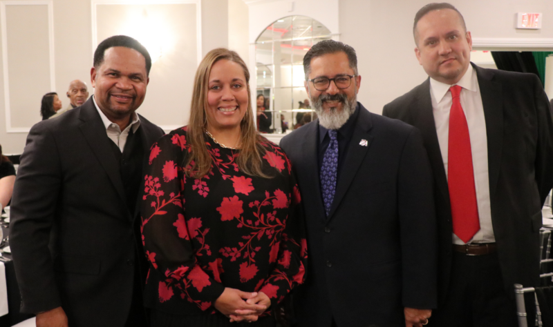 City of Aurora Mayor, Richard C. Irvin, Dr. Norrell, and EASD131 Board of Education Members Dan Barreiro and Juan Sifuentes Jr. 