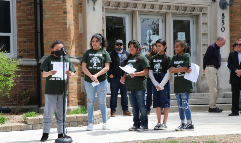 Bardwell Elementary students reading reflections and poems about trees and their importance on sustaining our community.