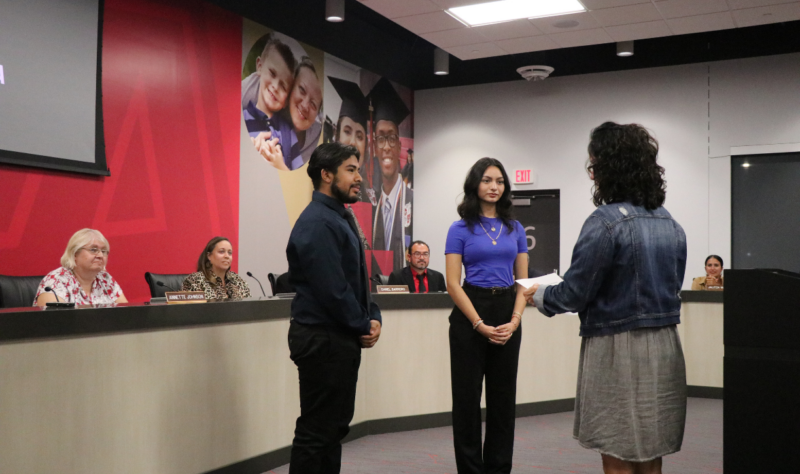 Student Board Members getting sworn in.