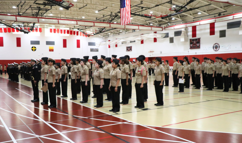 The Sophomore Class of Cadet await their Guest Inspector.