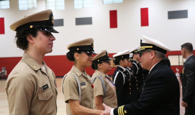 Commander Kerley congratulating Cadets getting their “Wings”!