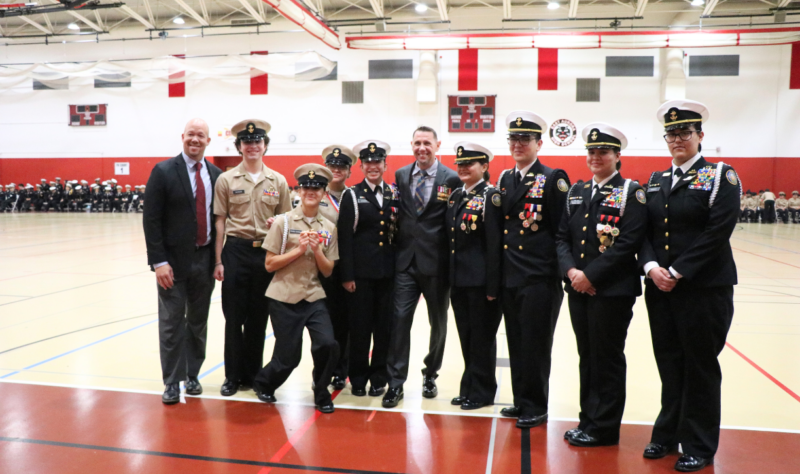 EAHS Principal Cook and Mr. Rampa celebrating with the FAA’s newest Drone pilots.