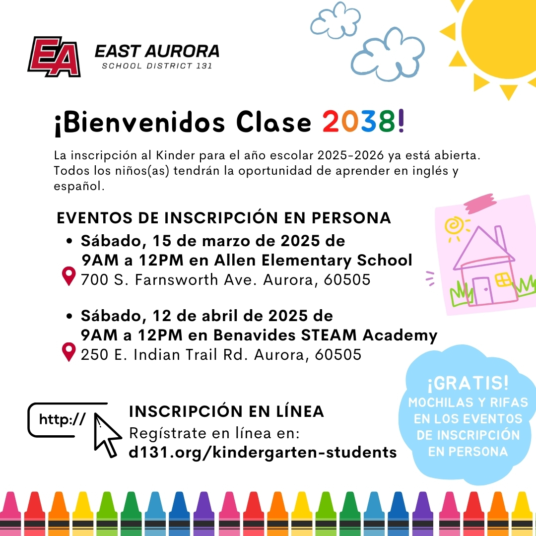 D131 Kindergarten Registration 2025 2026 1080x1080 SPANISH