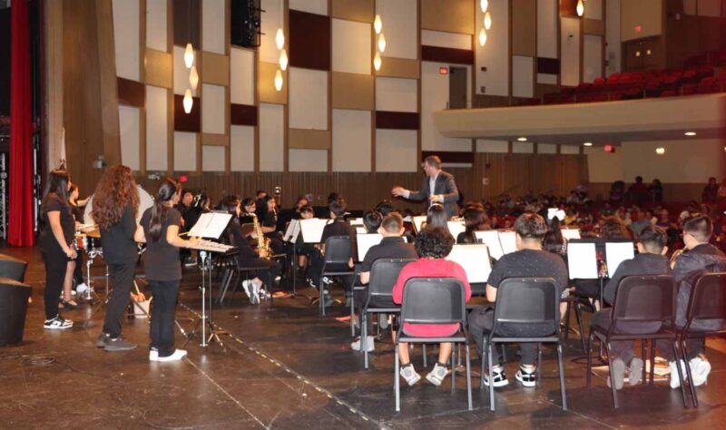 The 5th grade hosted a band concert at the high school.