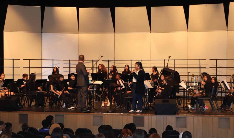The 5th grade hosted a band concert at the high school.