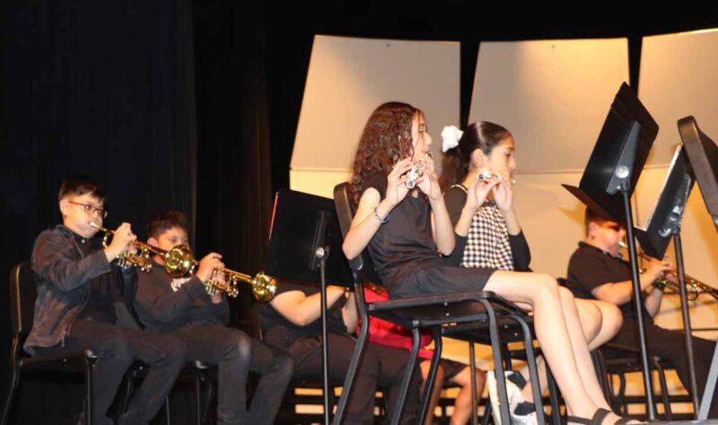 The 5th grade hosted a band concert at the high school.