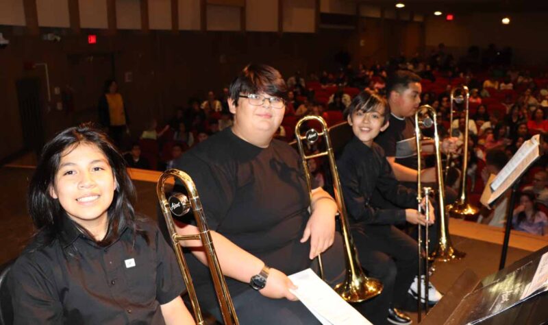 The 5th grade hosted a band concert at the high school.