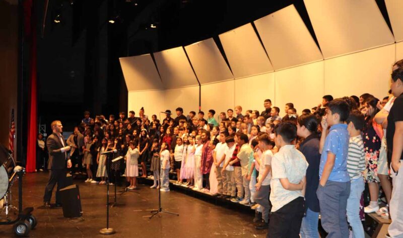 The 5th grade hosted a band concert at the high school.