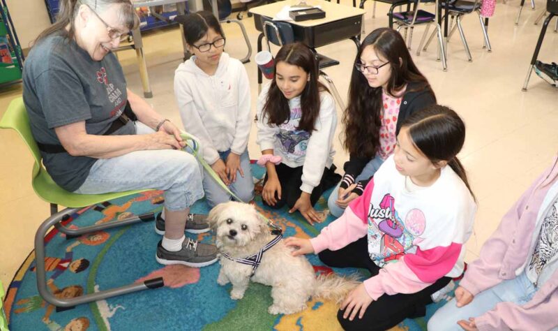 Ms. Judy and Bo impressed the 4th and 5th graders with some tricks.