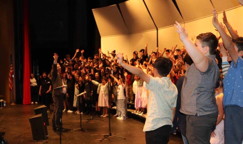The 5th grade hosted a band concert at the high school.