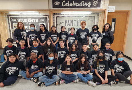 Principals Carrillo and Patterson.   Grade 6 Students: Claire A., Enrique A., Evelyn C., Joshua G., Kathia M., Mariaelena Q., Gerardo T. C. and Joseph Z.;  Grade 7 Students: Arleth A., Jesus A. G., Aileen C., Melany F. P., Henry O., Fortune O.,  Jenny Q. and Adrian V.;  Grade 8 Students: Caiden A. (missing), Odalis G., Verely J. S., Juan L., Matthew M., Daisy O.,  Gina R. N. and Leona W.