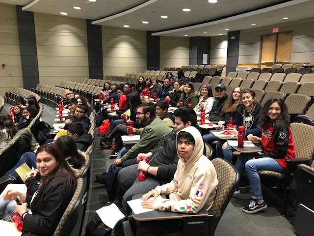 Tomcats attending ALFPA presentations in the College of Business's auditorium.